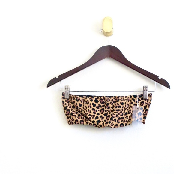 NEW! Kenny Flowers THE SAHARA Bandeau Bikini Top Leopard Print Brown Black SZ M - Picture 2 of 8